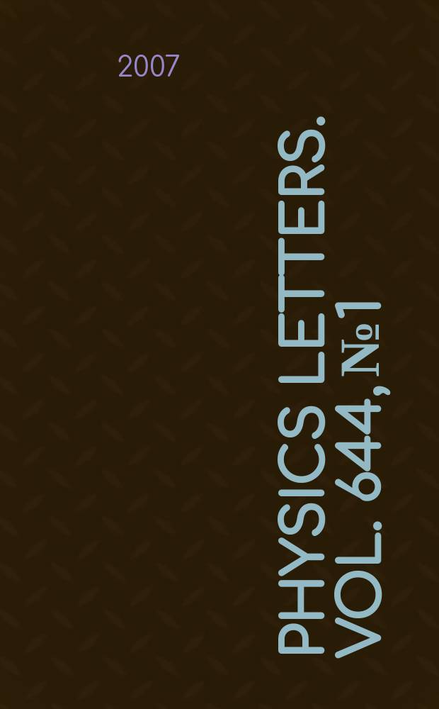 Physics letters. Vol. 644, № 1