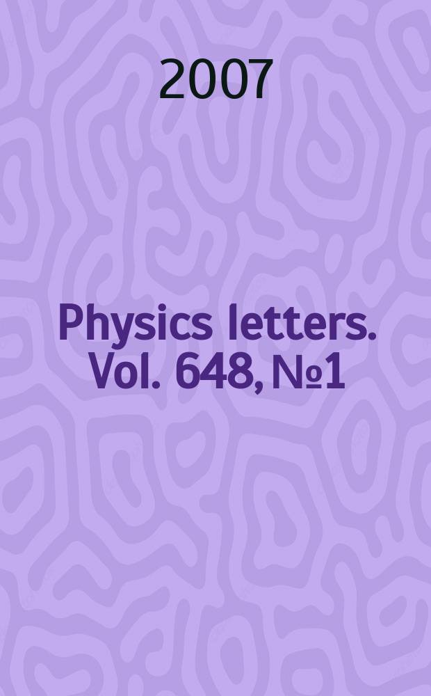Physics letters. Vol. 648, № 1