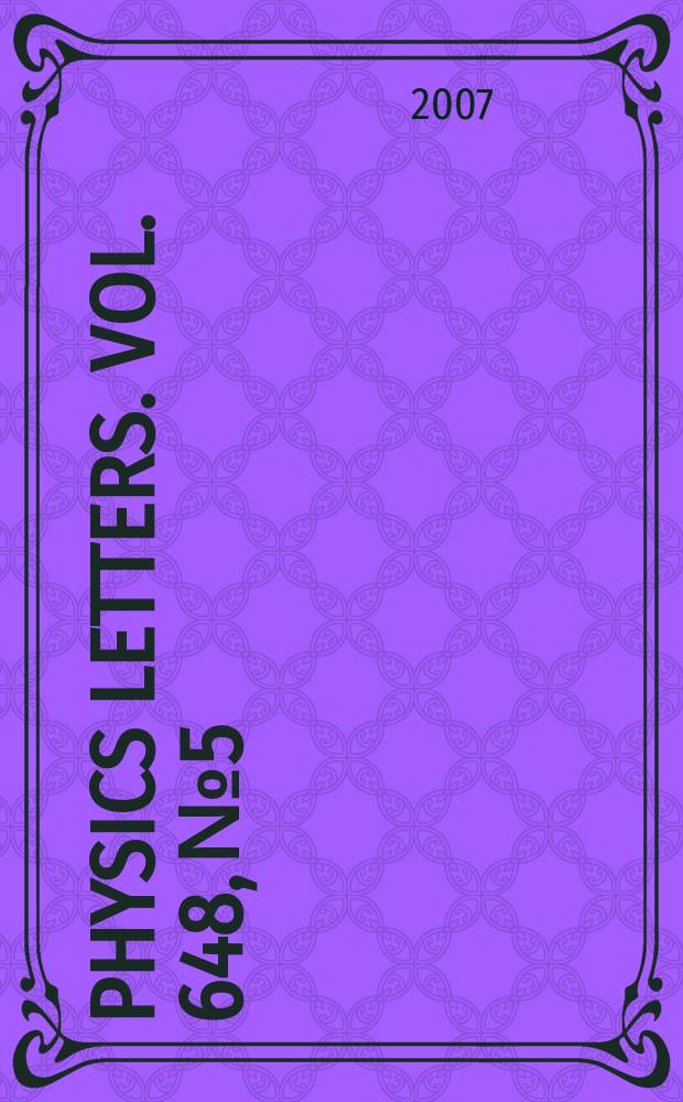 Physics letters. Vol. 648, № 5/6