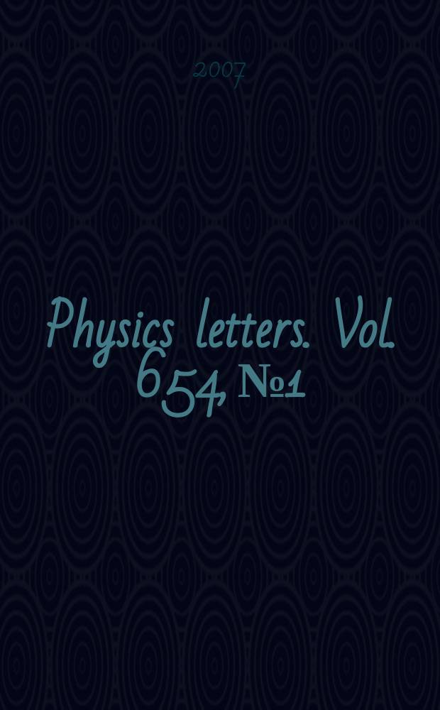 Physics letters. Vol. 654, № 1/2