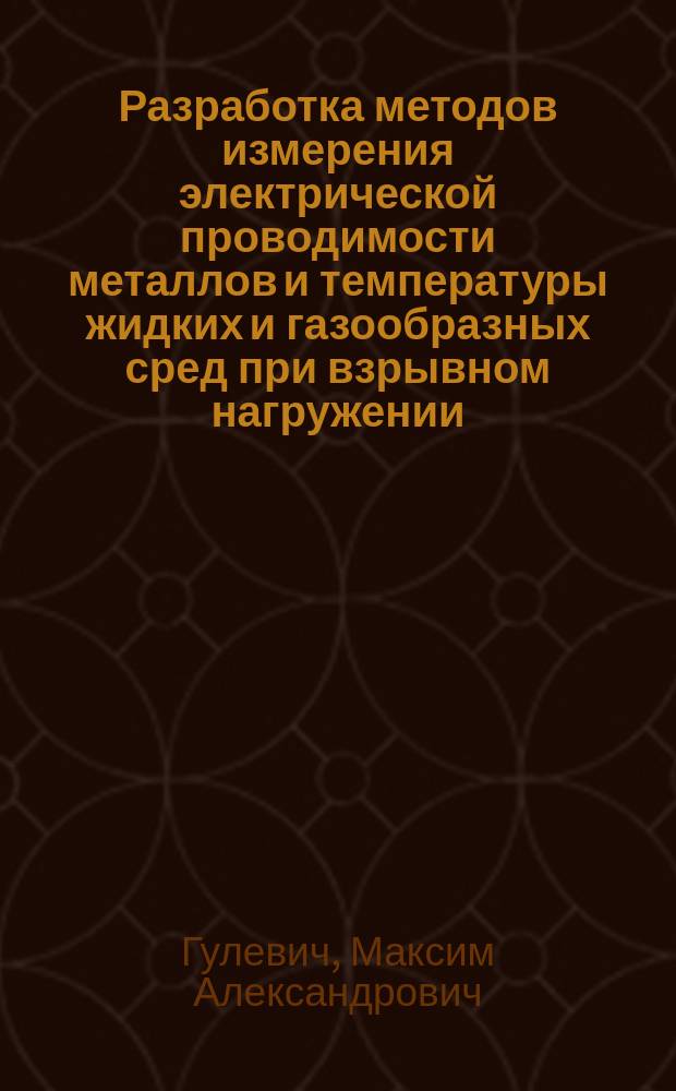 Разработка методов измерения электрической проводимости металлов и температуры жидких и газообразных сред при взрывном нагружении : автореферат диссертации на соискание ученой степени кандидата физико-математических наук : специальность 01.04.17 <хим. физика, горение и взрыв>