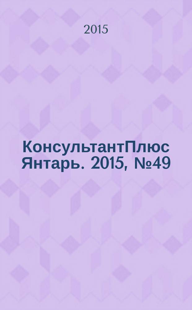 КонсультантПлюс Янтарь. 2015, № 49 (854)