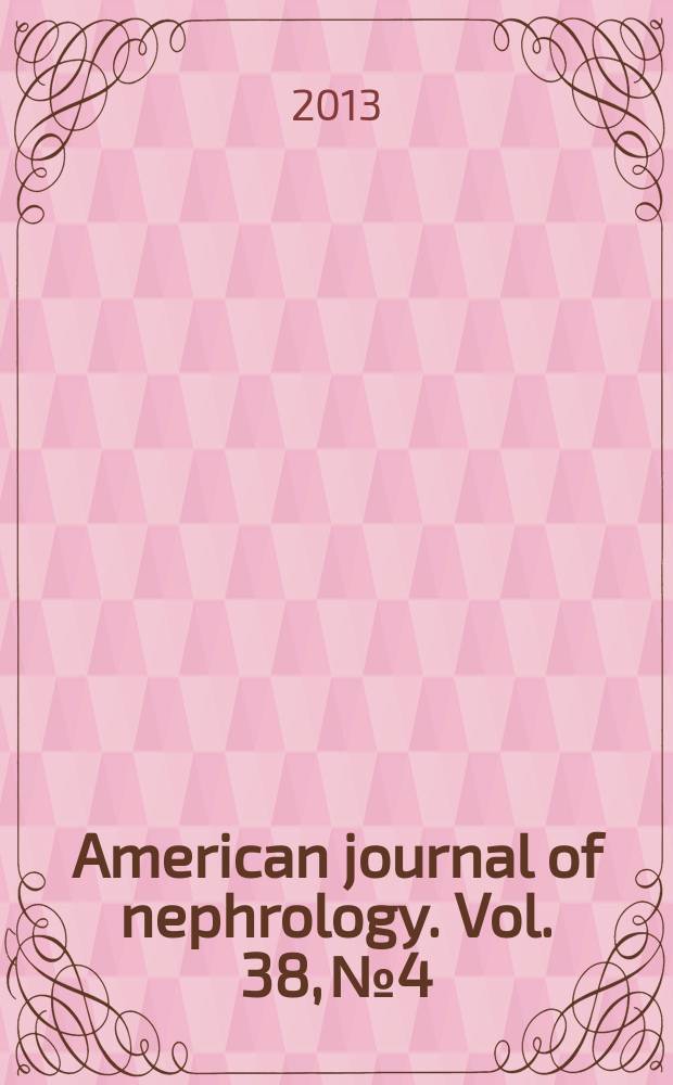 American journal of nephrology. Vol. 38, № 4