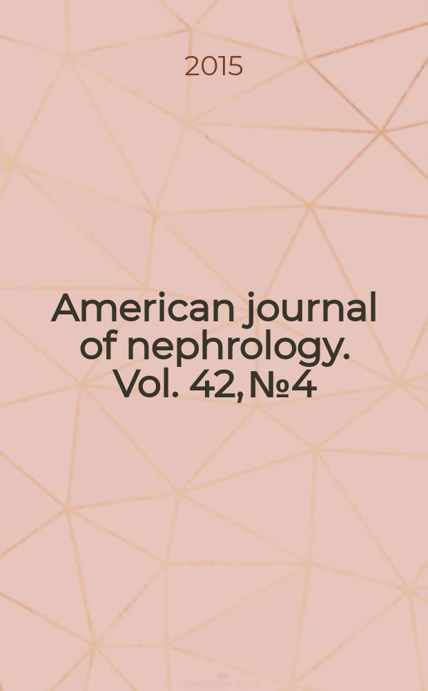 American journal of nephrology. Vol. 42, № 4