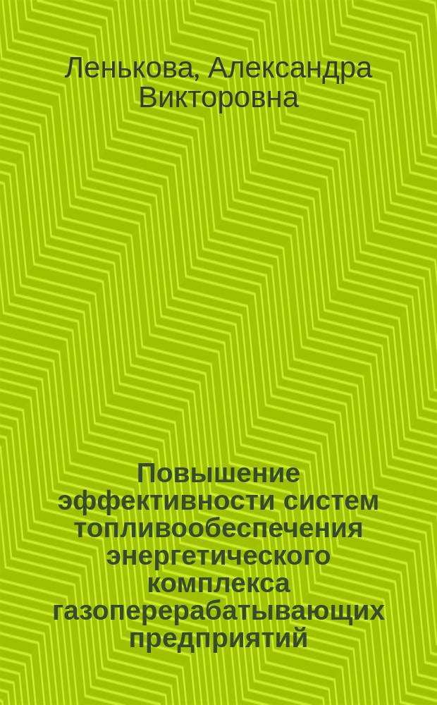 Повышение эффективности систем топливообеспечения энергетического комплекса газоперерабатывающих предприятий : автореферат диссертации на соискание ученой степени кандидата технических наук : специальность 05.14.01 <Энергетические системы и комплексы>