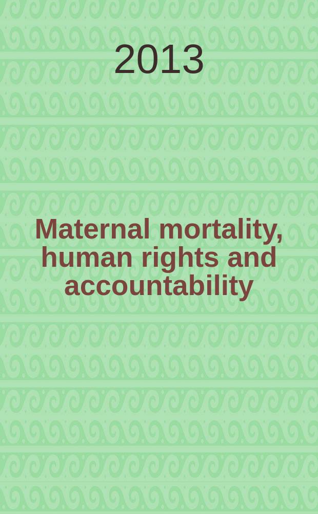 Maternal mortality, human rights and accountability : based on the papers of the International roundtable, September 2010 = Материнская смертность, права человека и подотчетность