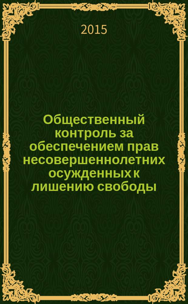 Общественный контроль за обеспечением прав несовершеннолетних осужденных к лишению свободы : монография