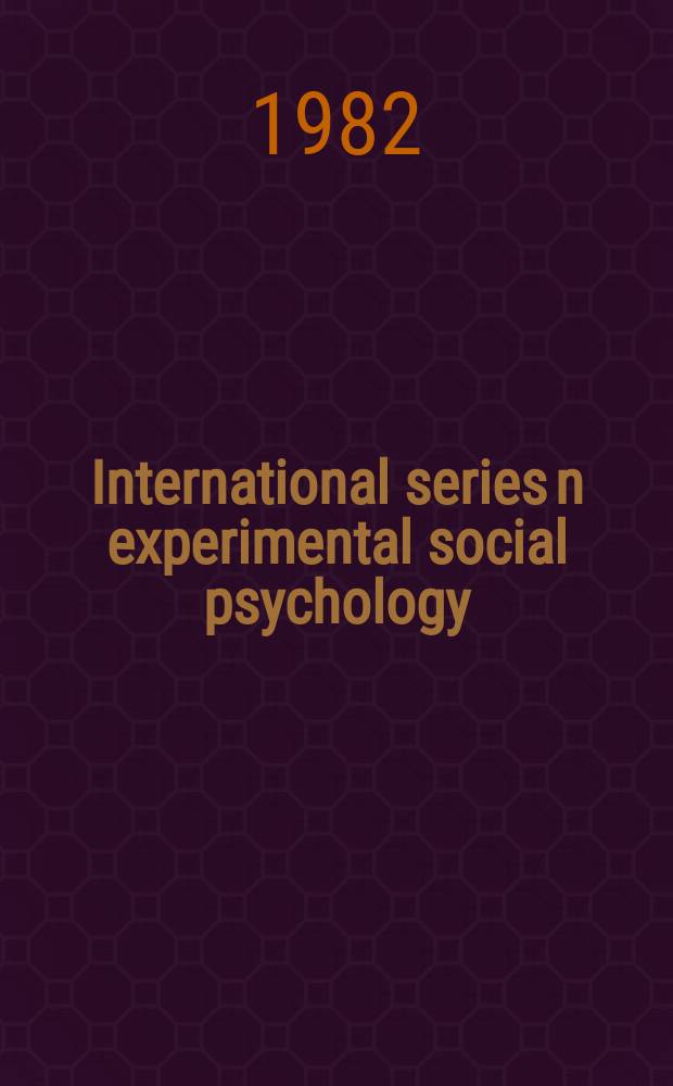 International series n experimental social psychology