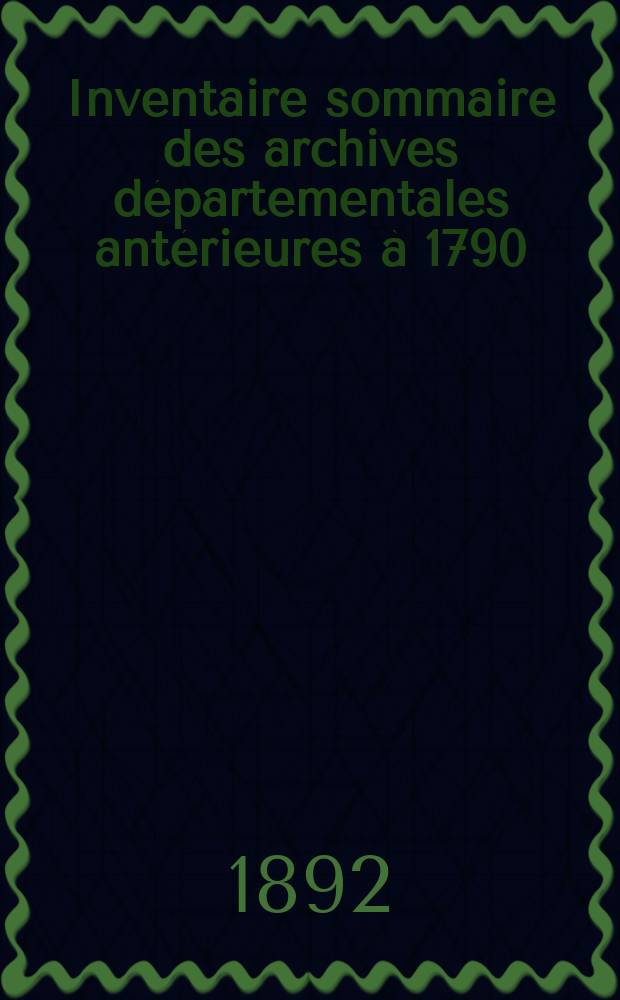 Inventaire sommaire des archives départementales antérieures à 1790 : Département du Jura : Archives ecclésiastiques : Série G
