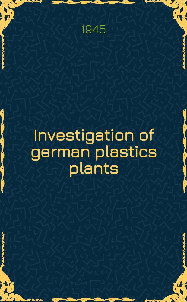 Investigation of german plastics plants