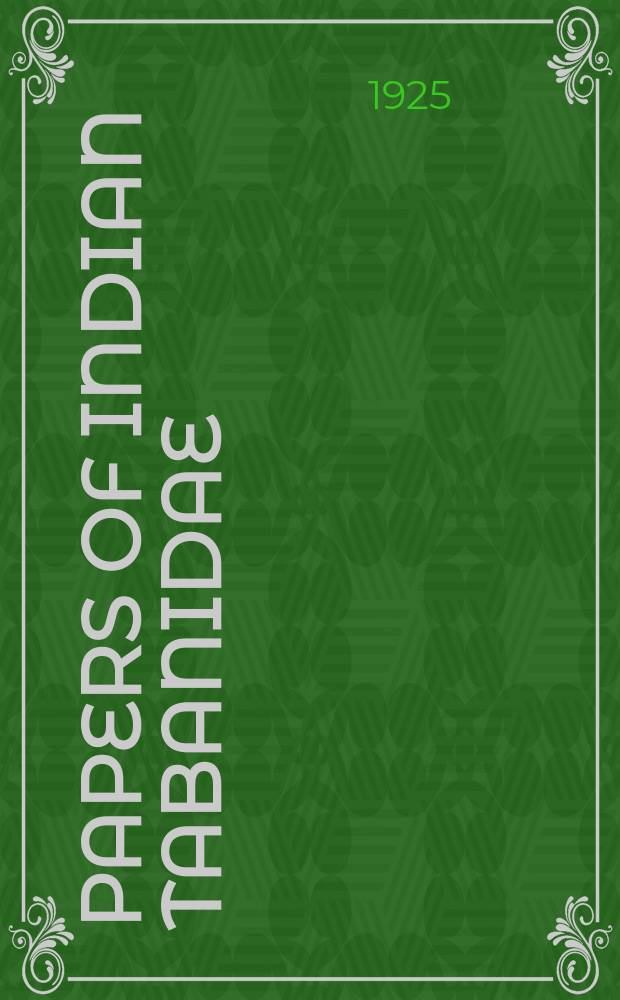 Papers of Indian Tabanidae
