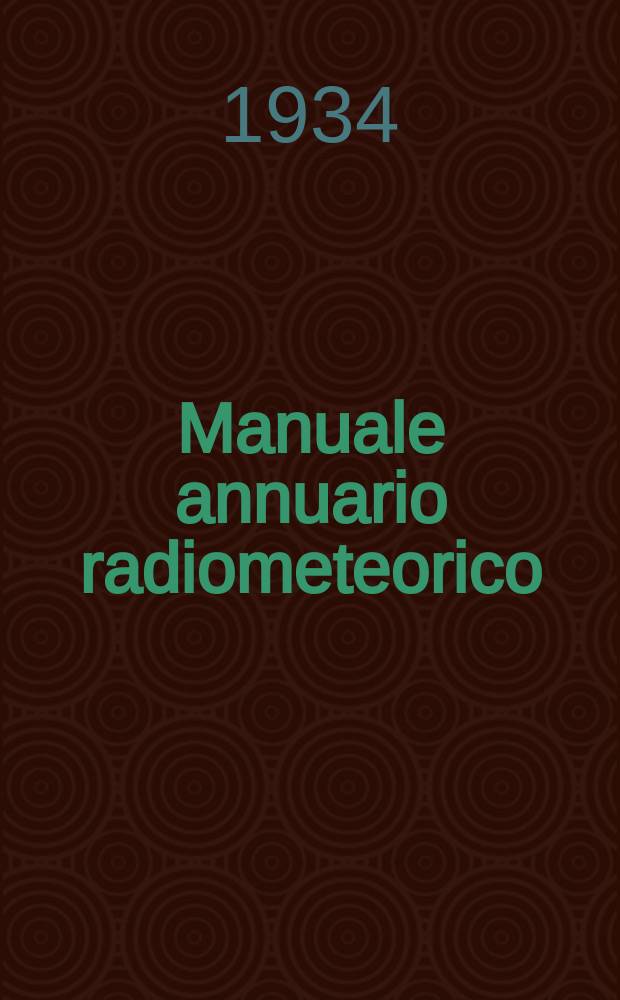 Manuale annuario radiometeorico