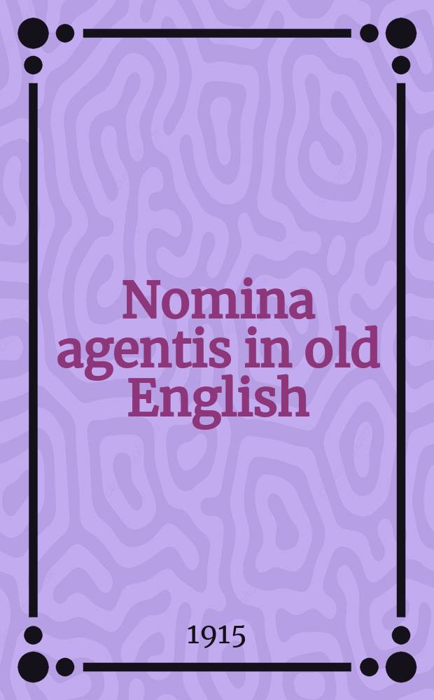 Nomina agentis in old English