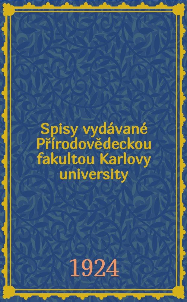 Spisy vydávané Přírodovědeckou fakultou Karlovy university
