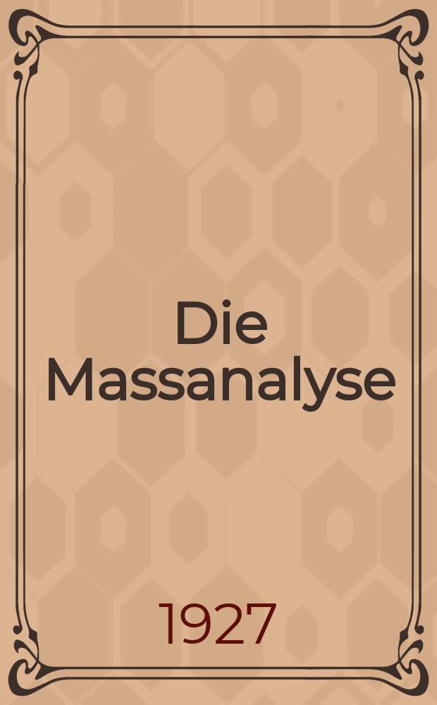 Die Massanalyse