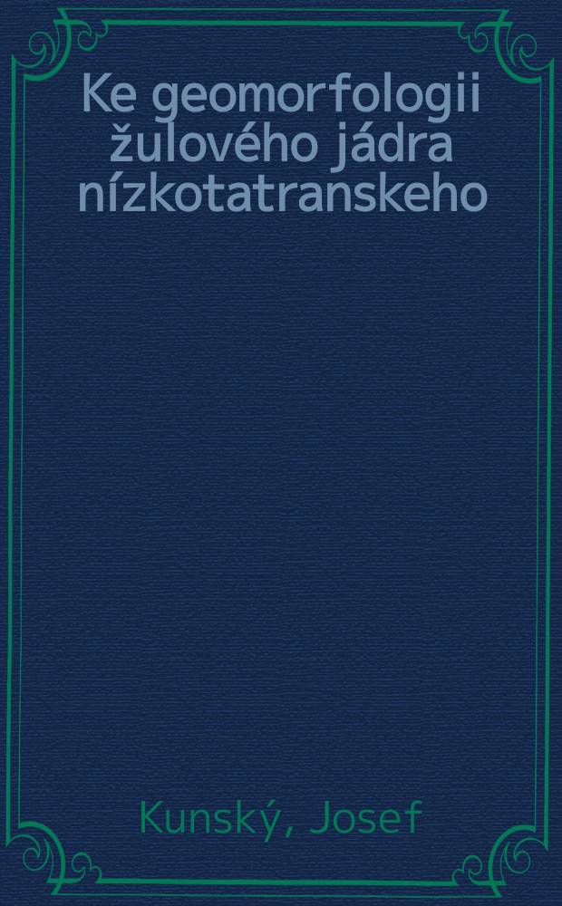 Ke geomorfologii žulového jádra nízkotatranskeho; Mrazové kliny na Venušině sopce ve Slezsku