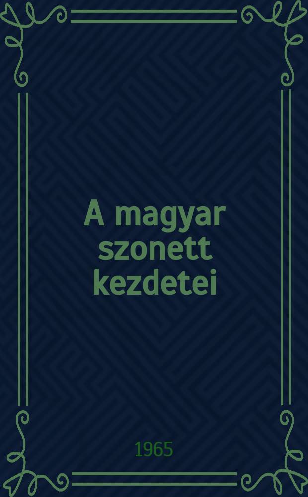 A magyar szonett kezdetei