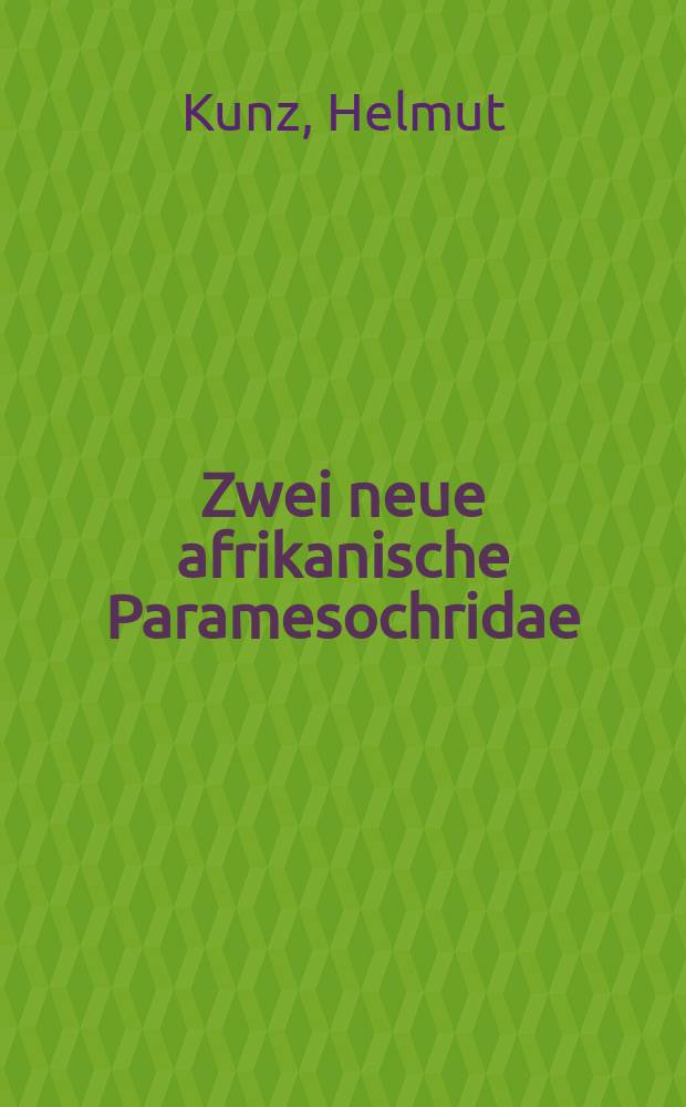 Zwei neue afrikanische Paramesochridae (Copepoda Harpacticoidea) mit Darstellung eines Bewegungsmechanisums für die Furkaläste