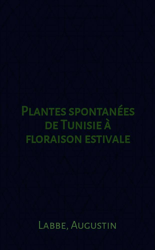 Plantes spontanées de Tunisie à floraison estivale