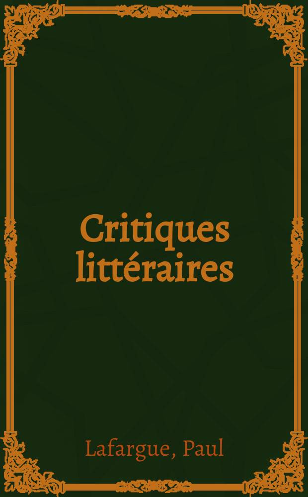 ... Critiques litt&eacute;raires