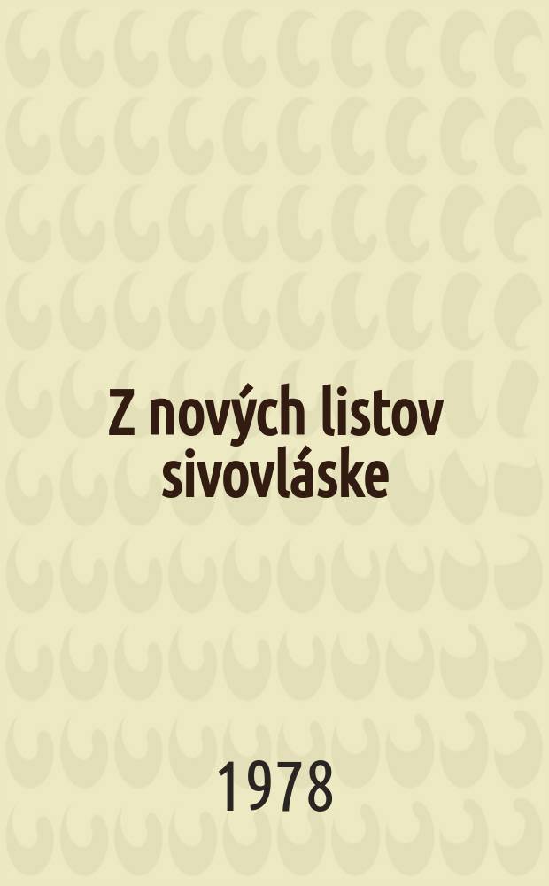 Z nových listov sivovláske : Básne