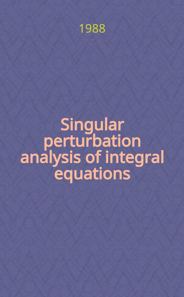 Singular perturbation analysis of integral equations