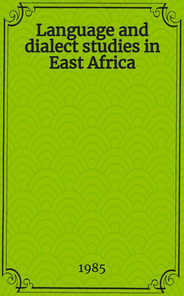 Language and dialect studies in East Africa