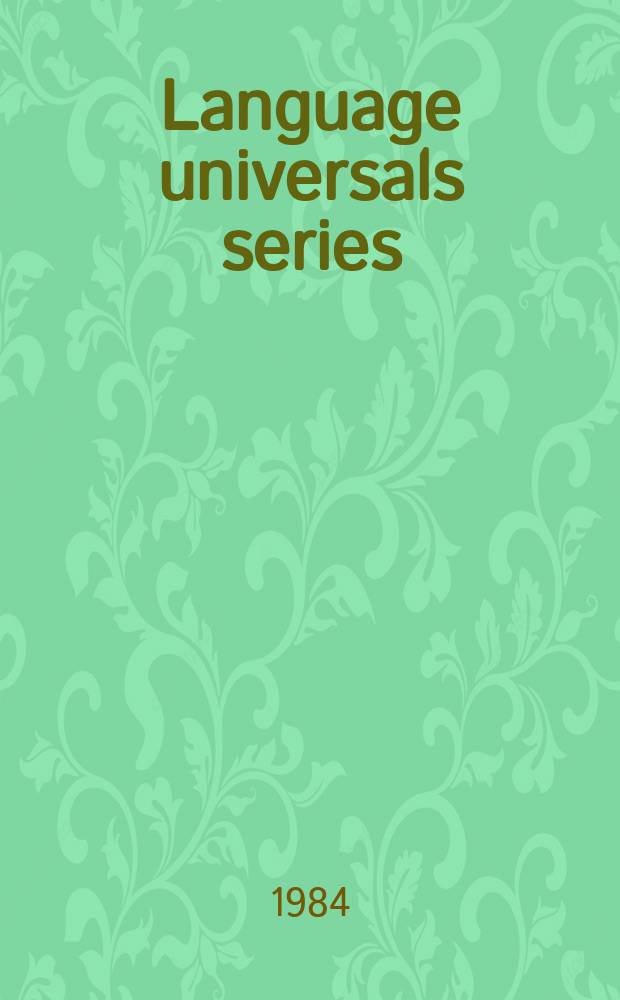 Language universals series
