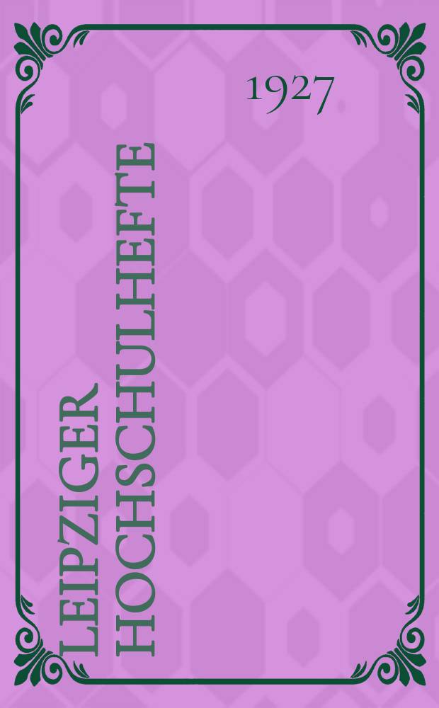 Leipziger Hochschulhefte