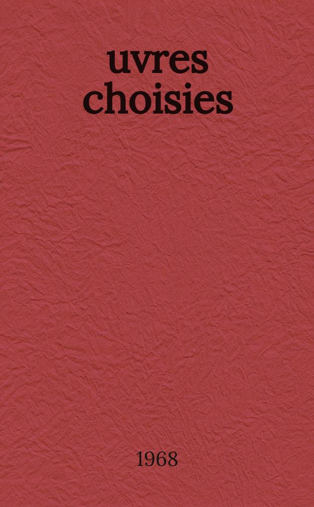 &OElig;uvres choisies