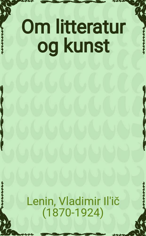 Om litteratur og kunst