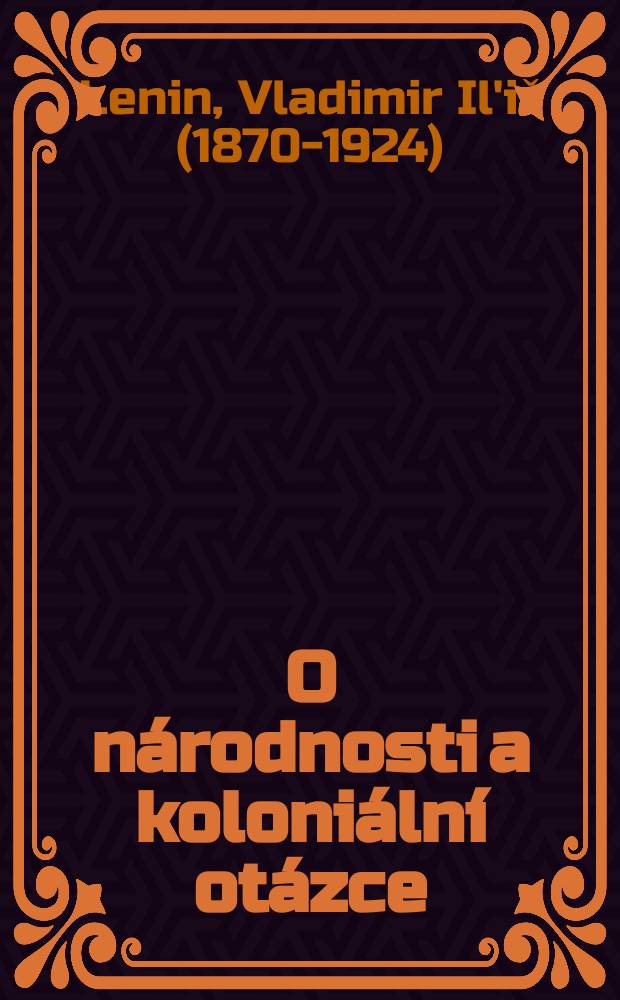 O n&aacute;rodnosti a koloni&aacute;ln&iacute; ot&aacute;zce