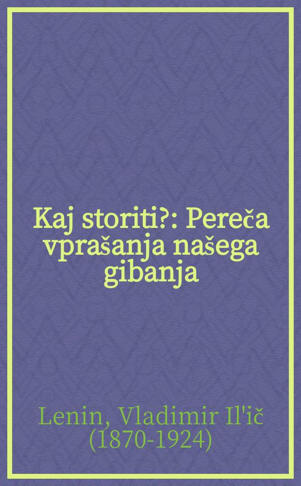 Kaj storiti? : Pereča vprašanja našega gibanja
