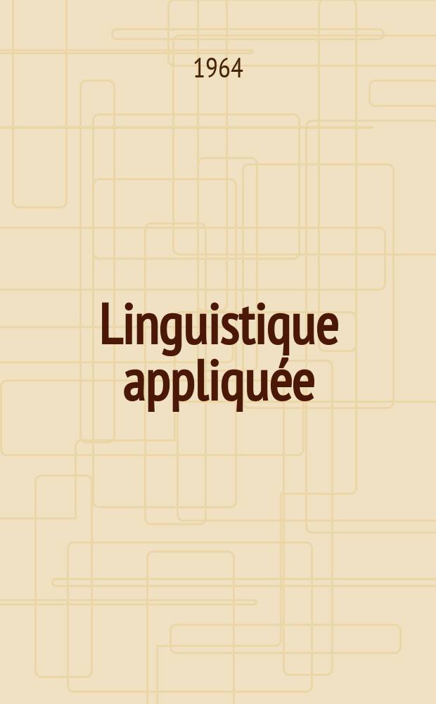 Linguistique appliqu&eacute;e