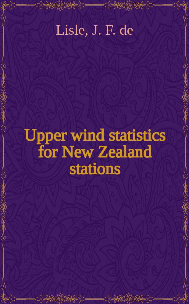 Upper wind statistics for New Zealand stations