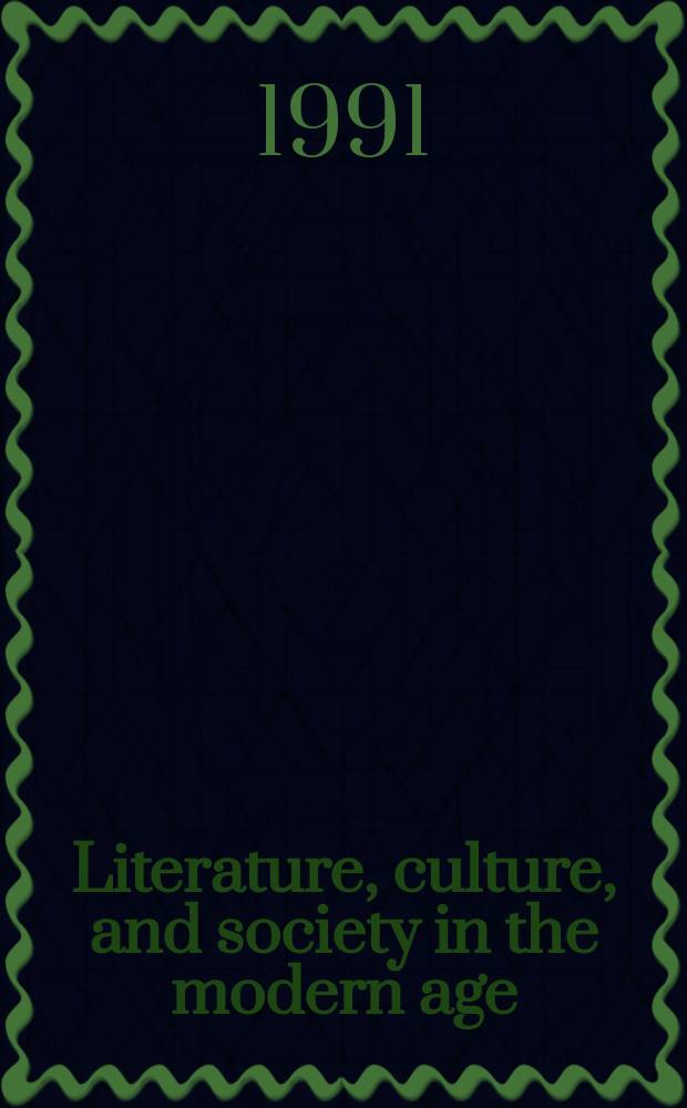 Literature, culture, and society in the modern age : In honor of Joseph Franck