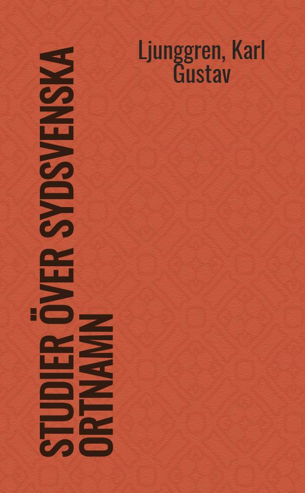 Studier över sydsvenska ortnamn
