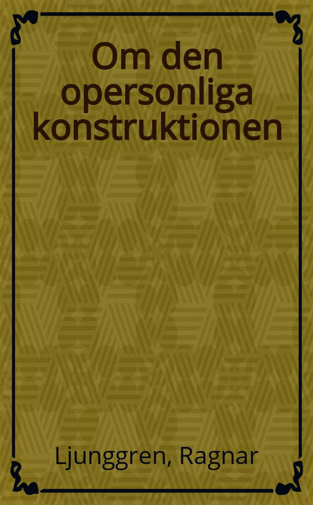Om den opersonliga konstruktionen