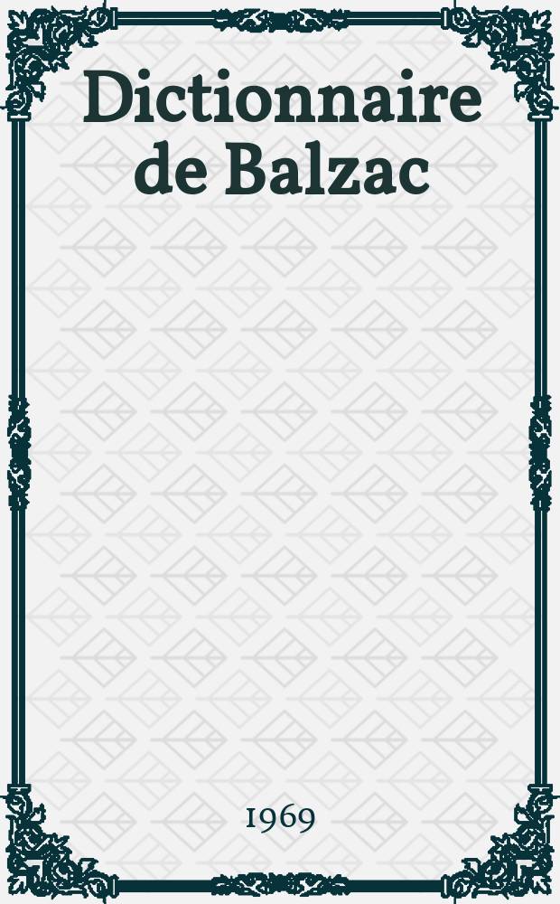 Dictionnaire de Balzac