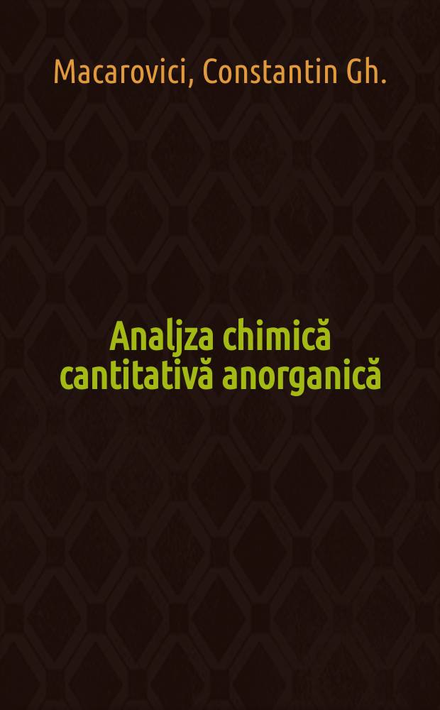 Analjza chimică cantitativă anorganică