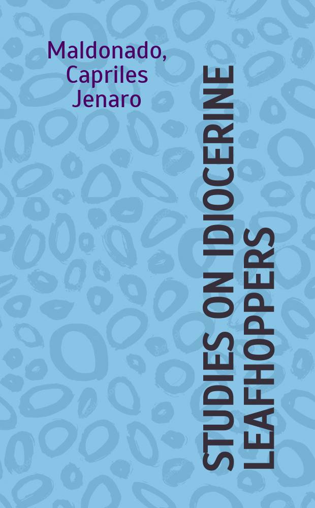 Studies on Idiocerine leafhoppers