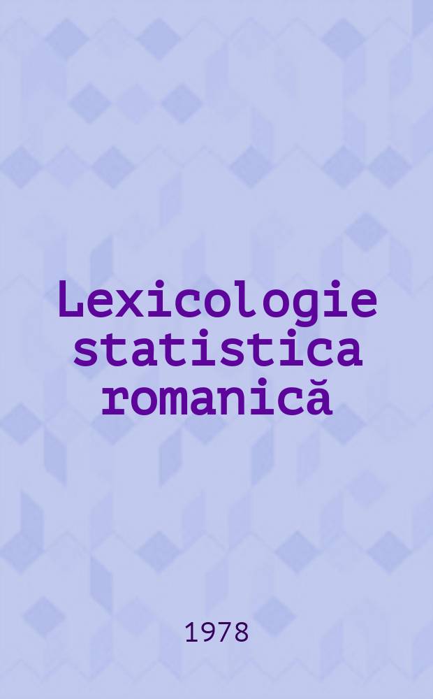 Lexicologie statistica romanică