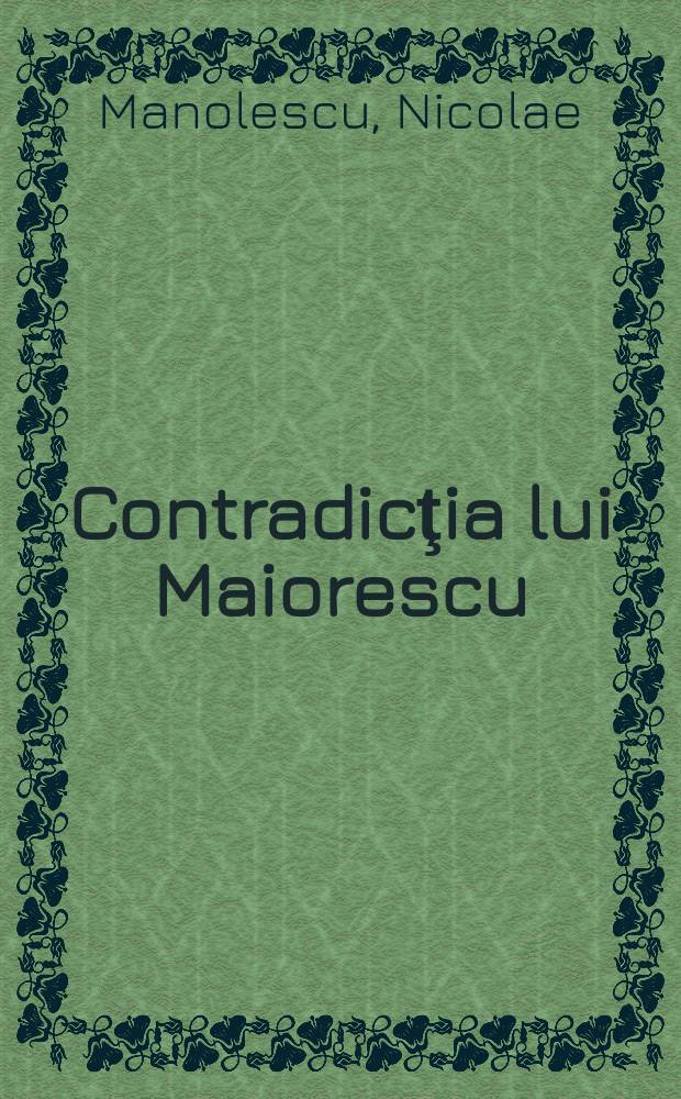 Contradicţia lui Maiorescu