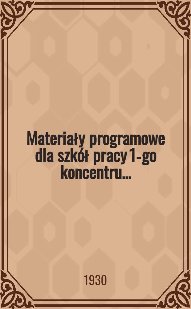 Materiały programowe dla szkół pracy 1-go koncentru ... : 1. Tematy polityczne : 2. Społecznoznawstwo w szkole prace 1-go koncentru