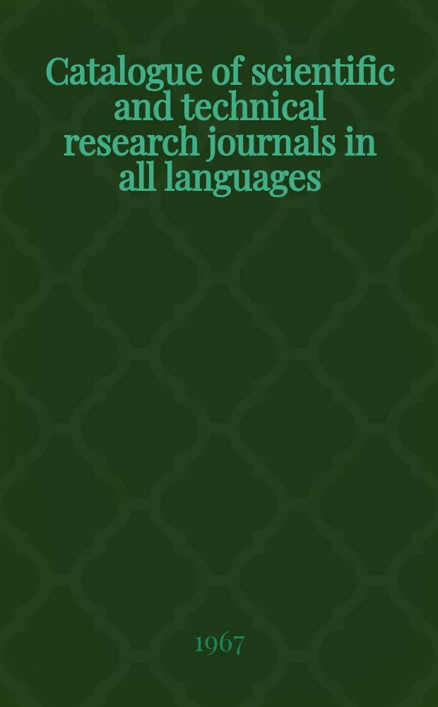 Catalogue of scientific and technical research journals in all languages