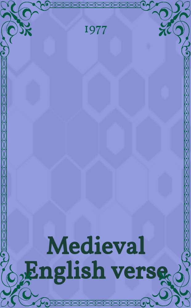 Medieval English verse : An anthology