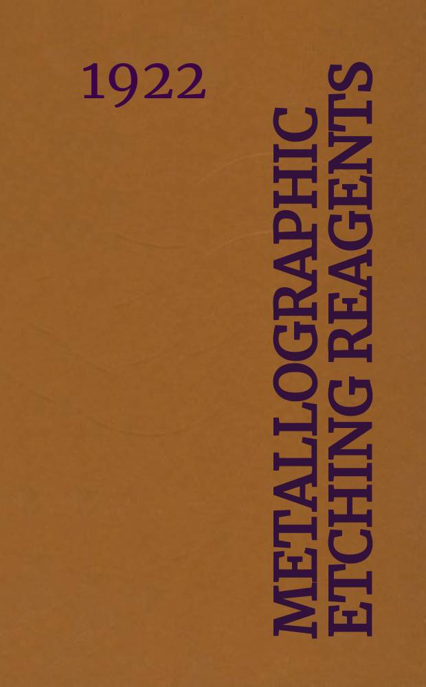 Metallographic etching reagents