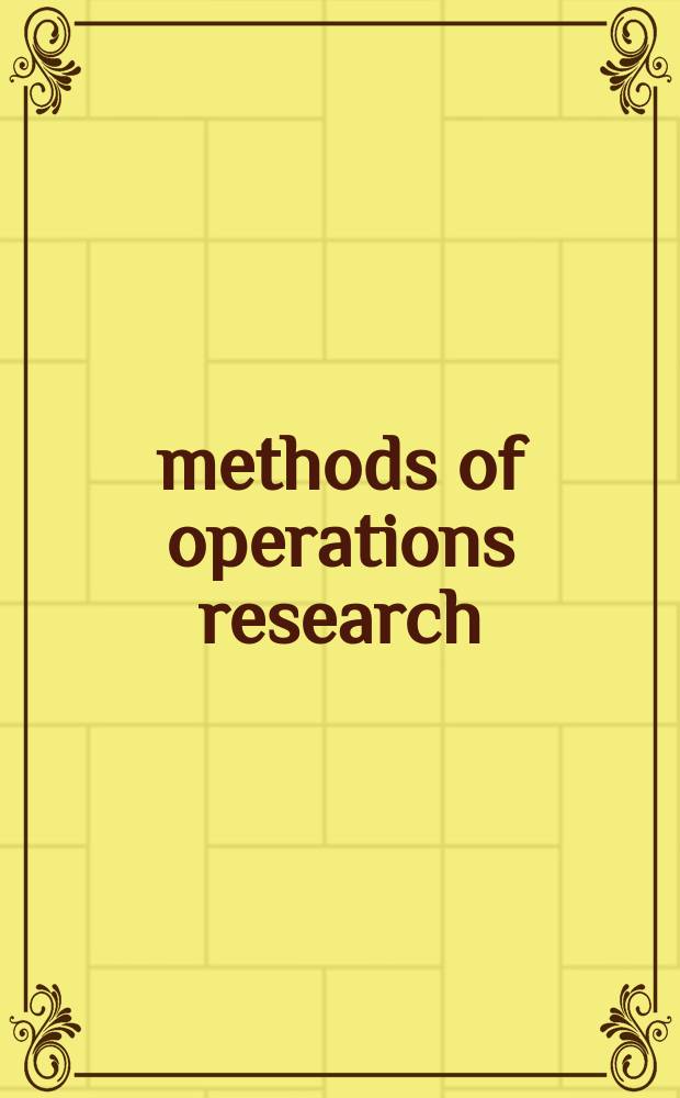 methods of operations research