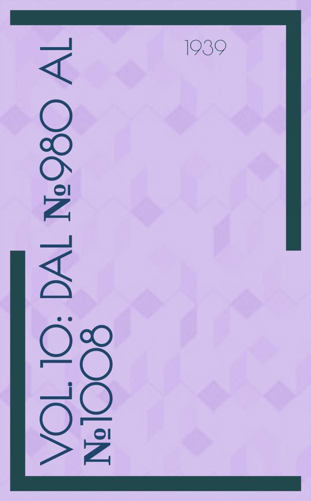 Vol. 10 : Dal № 980 al № 1008