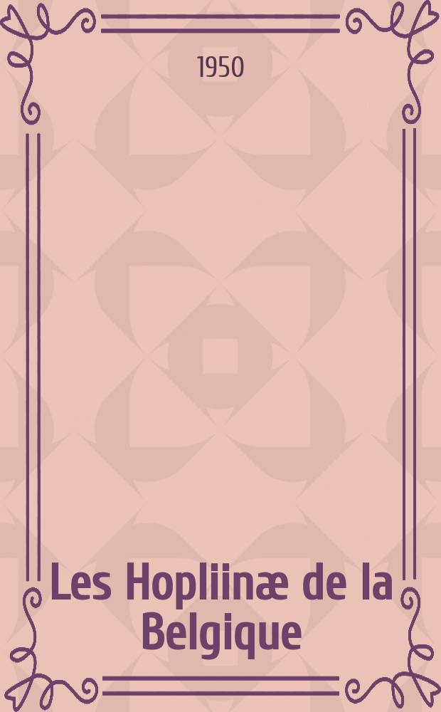 2 : Les Hopliinæ de la Belgique